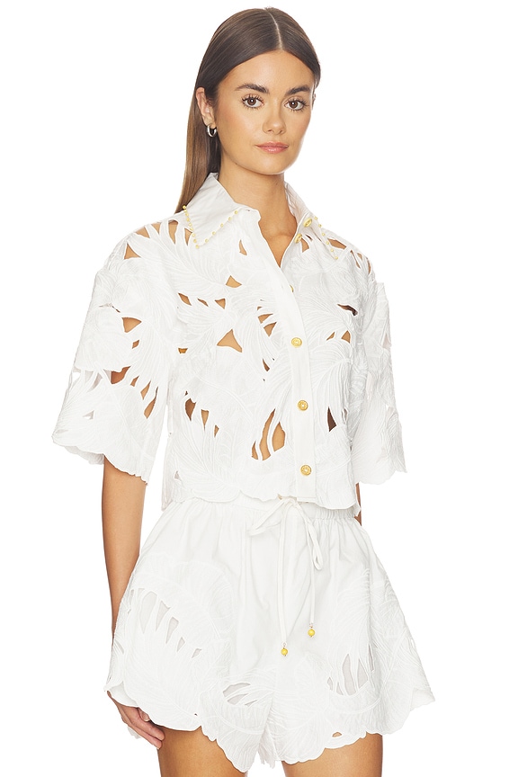 view 2 of 4 Mahon Embroidered Crop Shirt in Ivory