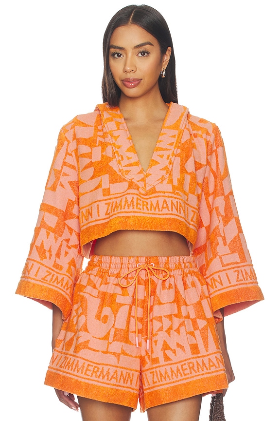 view 1 of 5 Solstice Towelling Top in Orange Pink