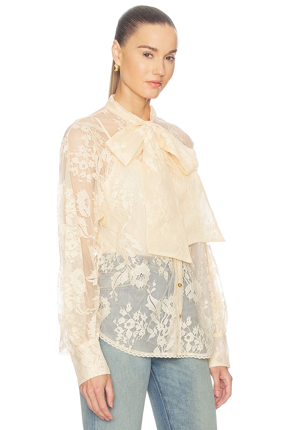 view 2 of 5 Valiant Lace Pussybow Blouse in Sand