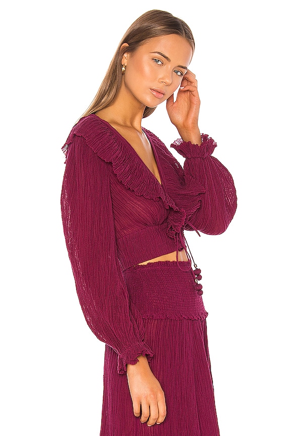 view 2 of 4 Suraya Frill Blouse in Burgundy