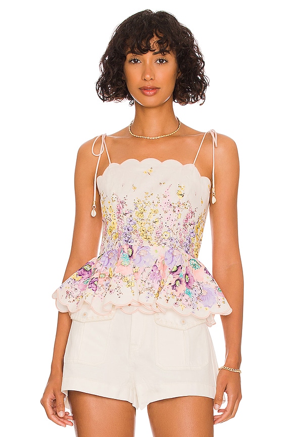 view 1 of 4 Scallop Top in Peach Gradient Floral