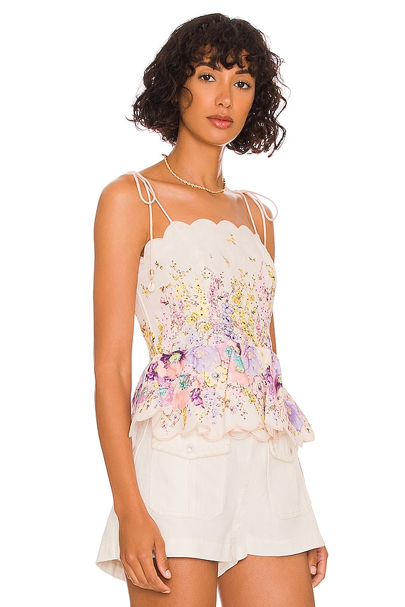 view 2 of 4 Scallop Top in Peach Gradient Floral