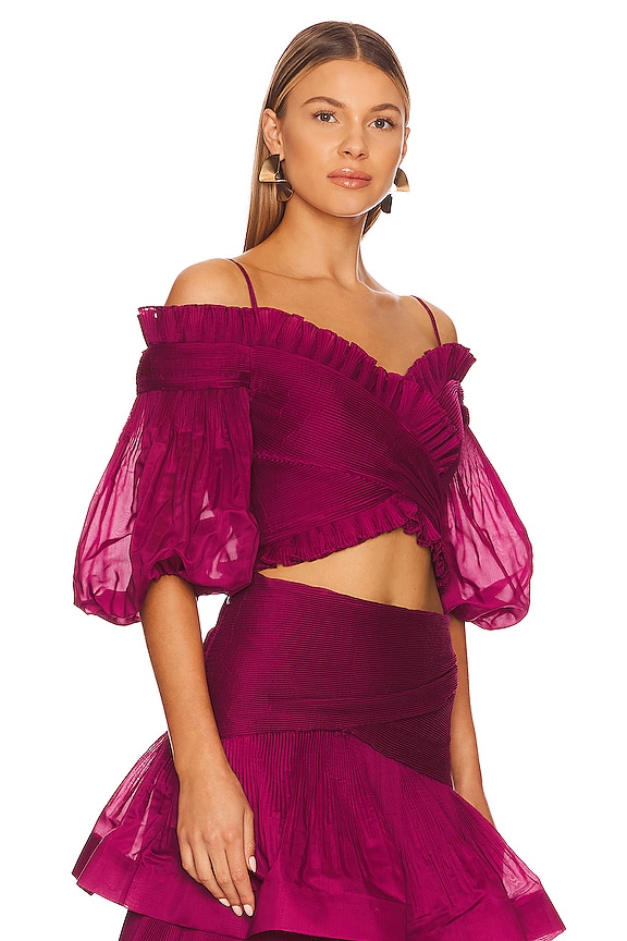 view 2 of 4 Pleated Off Shoulder Top in Berry