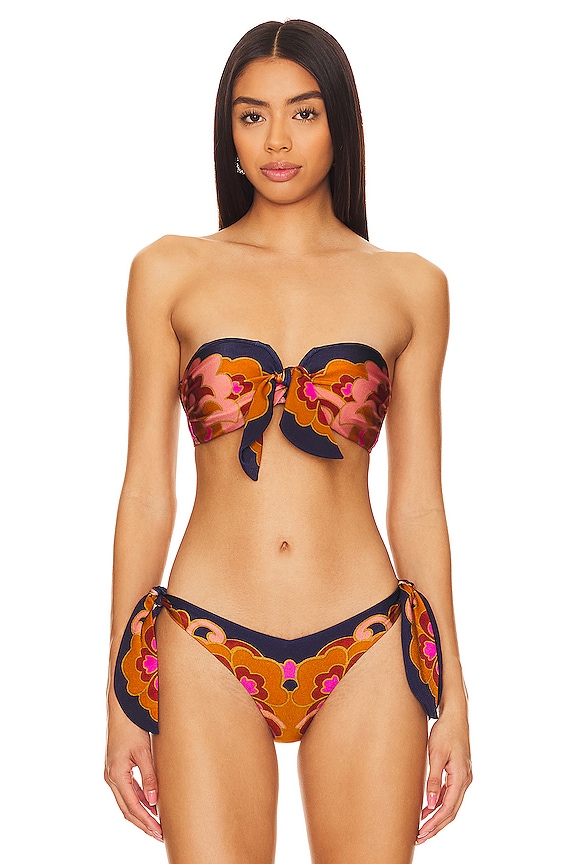 view 2 of 5 TOP CON SUJETADOR Y LAZO TIPO BUFANDA ACADIAN in Navy Paisley