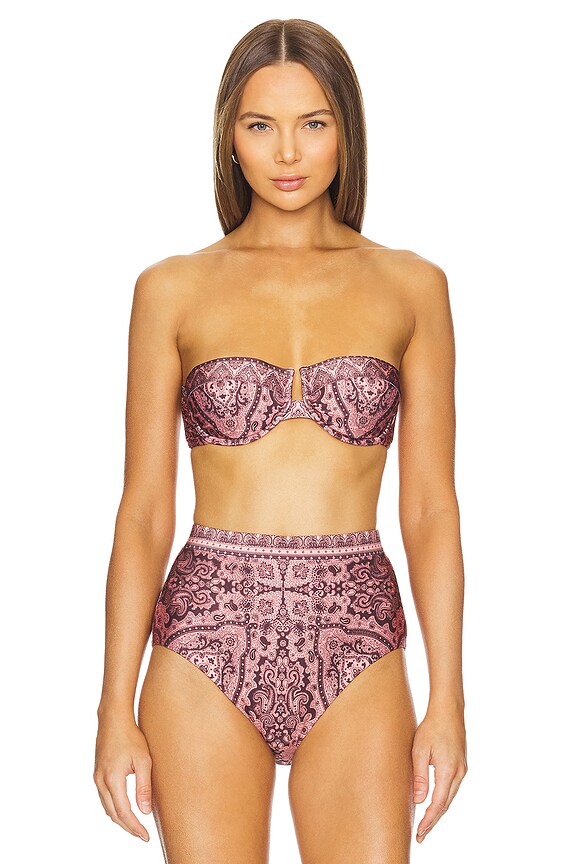 view 2 of 5 Ottie Balconette Bra Bikini Top in Coral Paisley