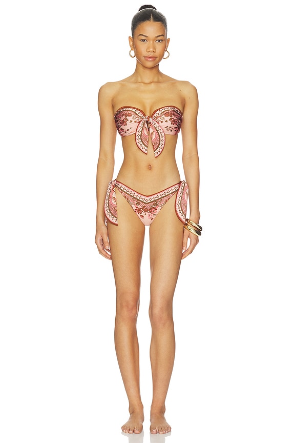 view 1 of 4 Aster Scarf Tie Bikini Set in Pink Paisley Floral