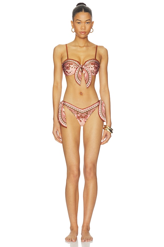 view 2 of 4 Aster Scarf Tie Bikini Set in Pink Paisley Floral