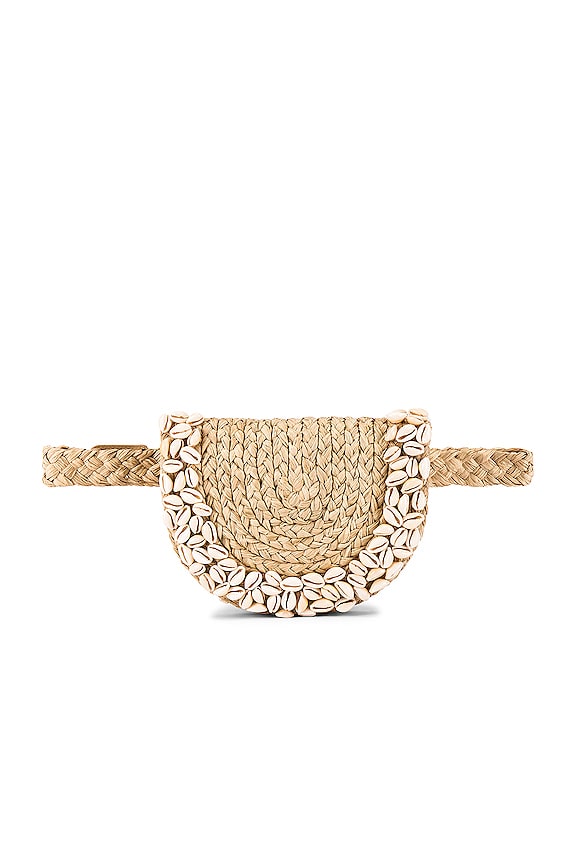 view 1 of 5 Embroidered Raffia Belt Bag in Natural
