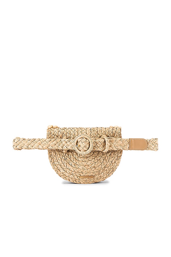 view 2 of 5 Embroidered Raffia Belt Bag in Natural