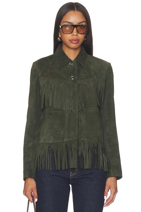 view 2 of 5 CHAQUETA SUEDE in Olive Suede