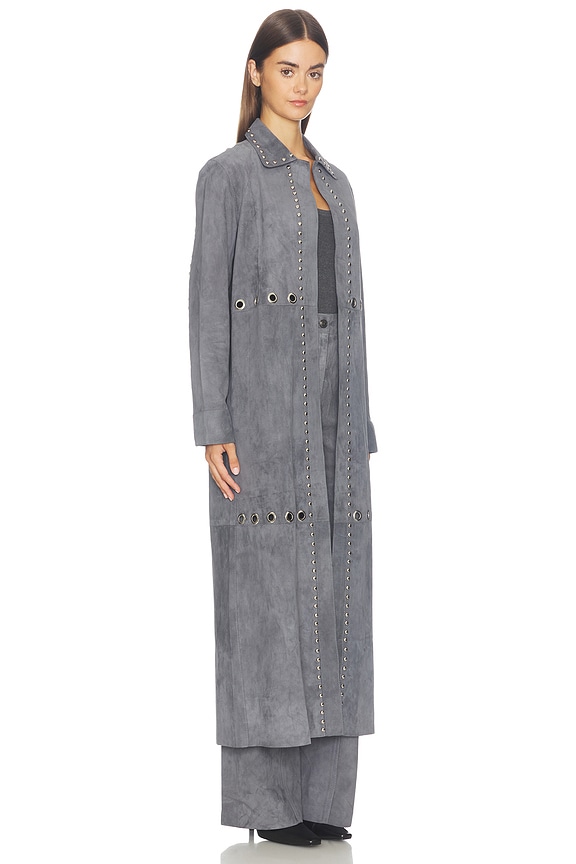 view 2 of 4 Studded Antar Coat in Grey Suede