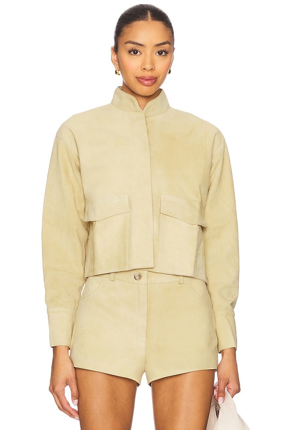 view 2 of 5 CHAQUETA DE ANTE CORTA in Butter Yellow