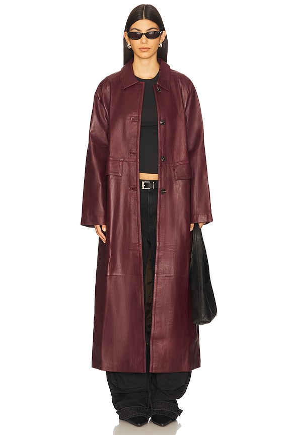 view 2 of 4 Palermo Leather Coat in Burgundy