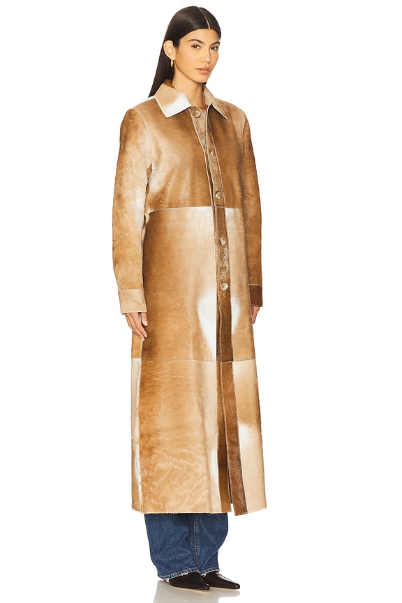 view 2 of 3 Antar Leather Coat in Brown Cowhide