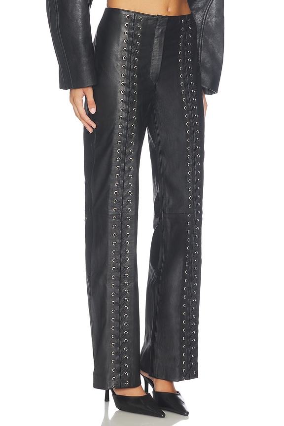 view 2 of 6 Lace Up Pants in Black Leather