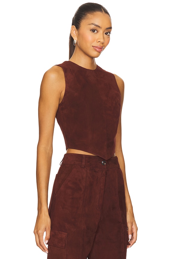 view 2 of 4 Sammy Suede Top in Burgundy