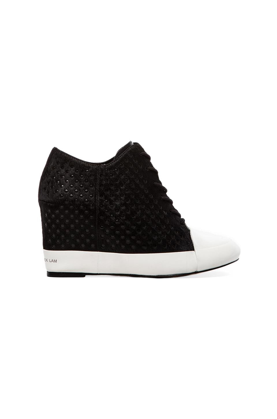 DEREK LAM 10 CROSBY Meryl Sneaker Wedge with Calf Fur in Black | REVOLVE