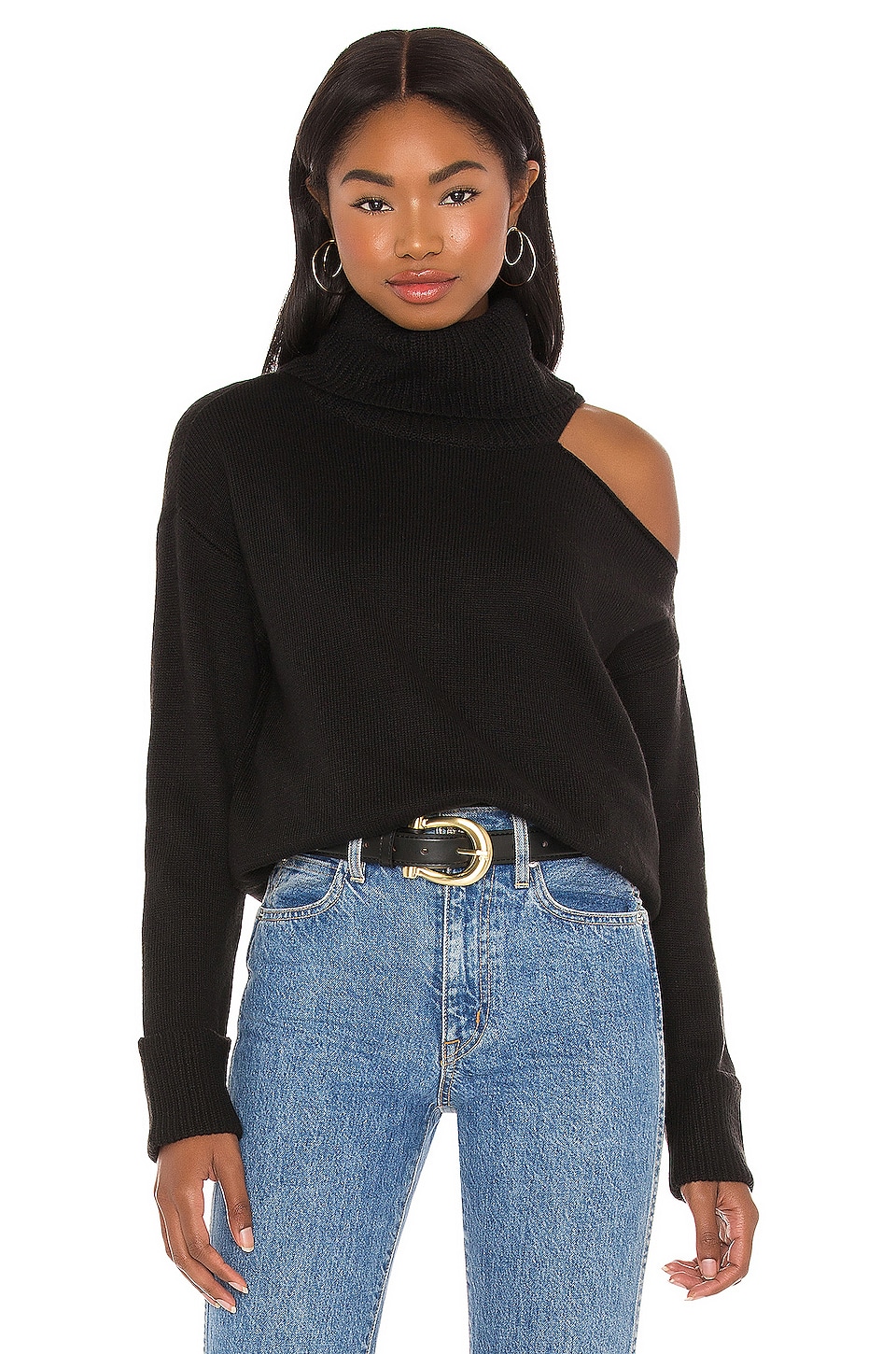 cold shoulder turtleneck top