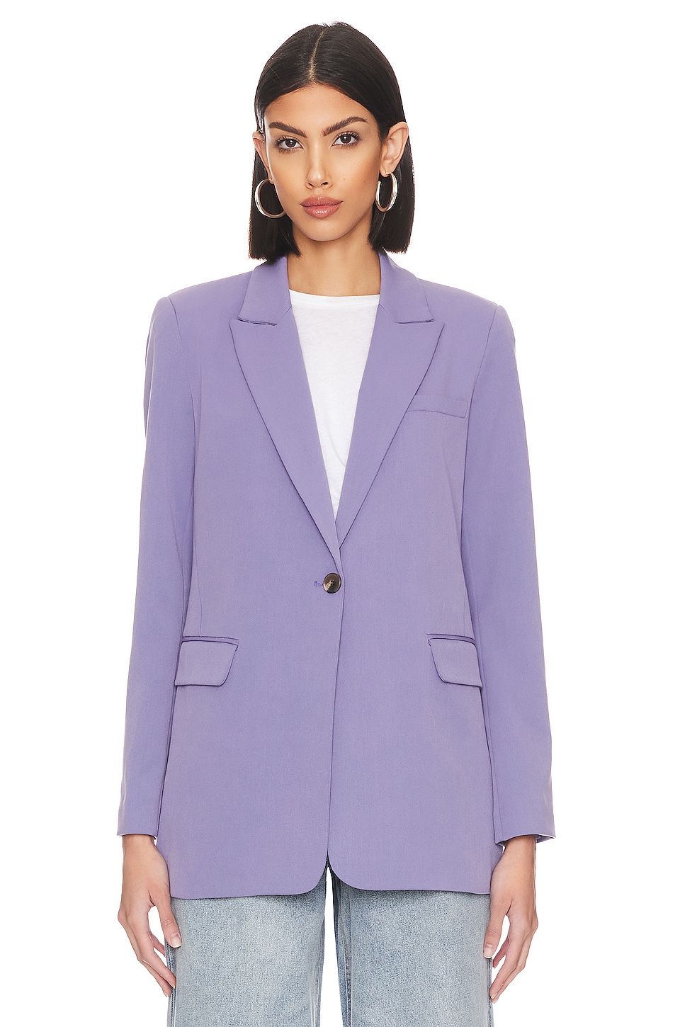 1. STATE Single Button Relaxed Blazer in Twilight Purple