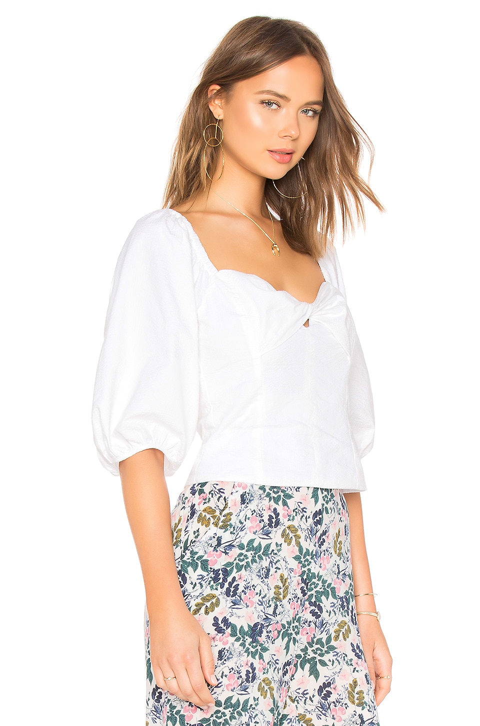 1. STATE Puff Sleeve Crop Top in Ultra White | REVOLVE