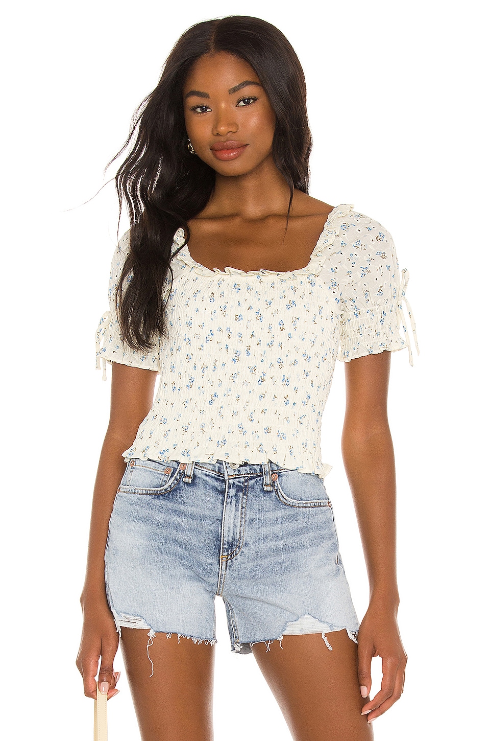 1. STATE Smocked Puff Sleeve Top in Soft Ecru | REVOLVE