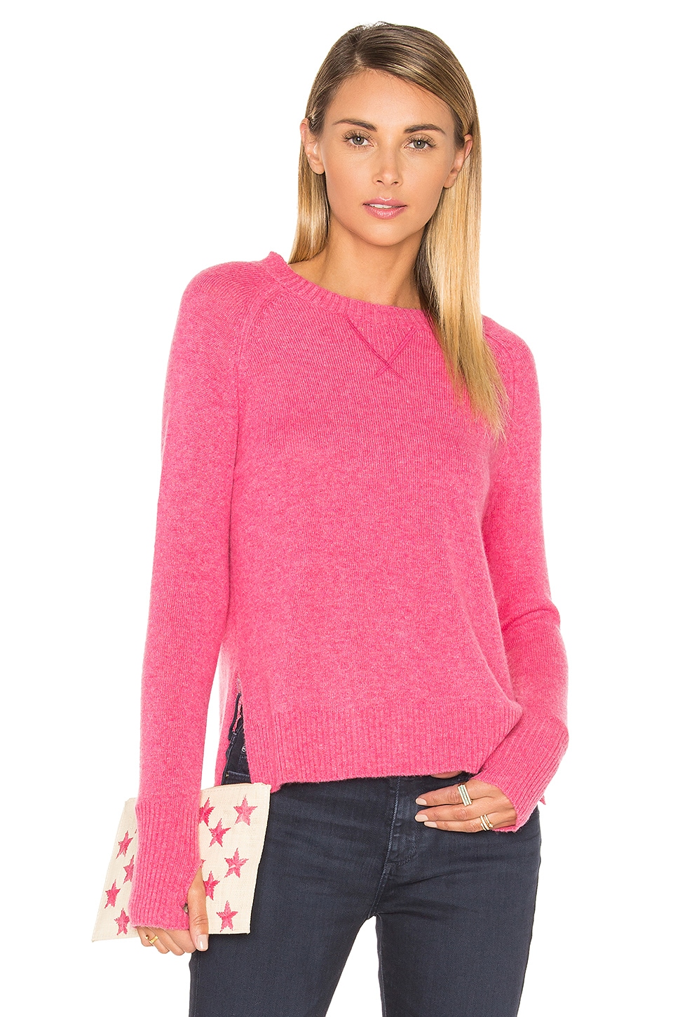 ADORA High-Low Side Slit V-Neck Sweater main image 0