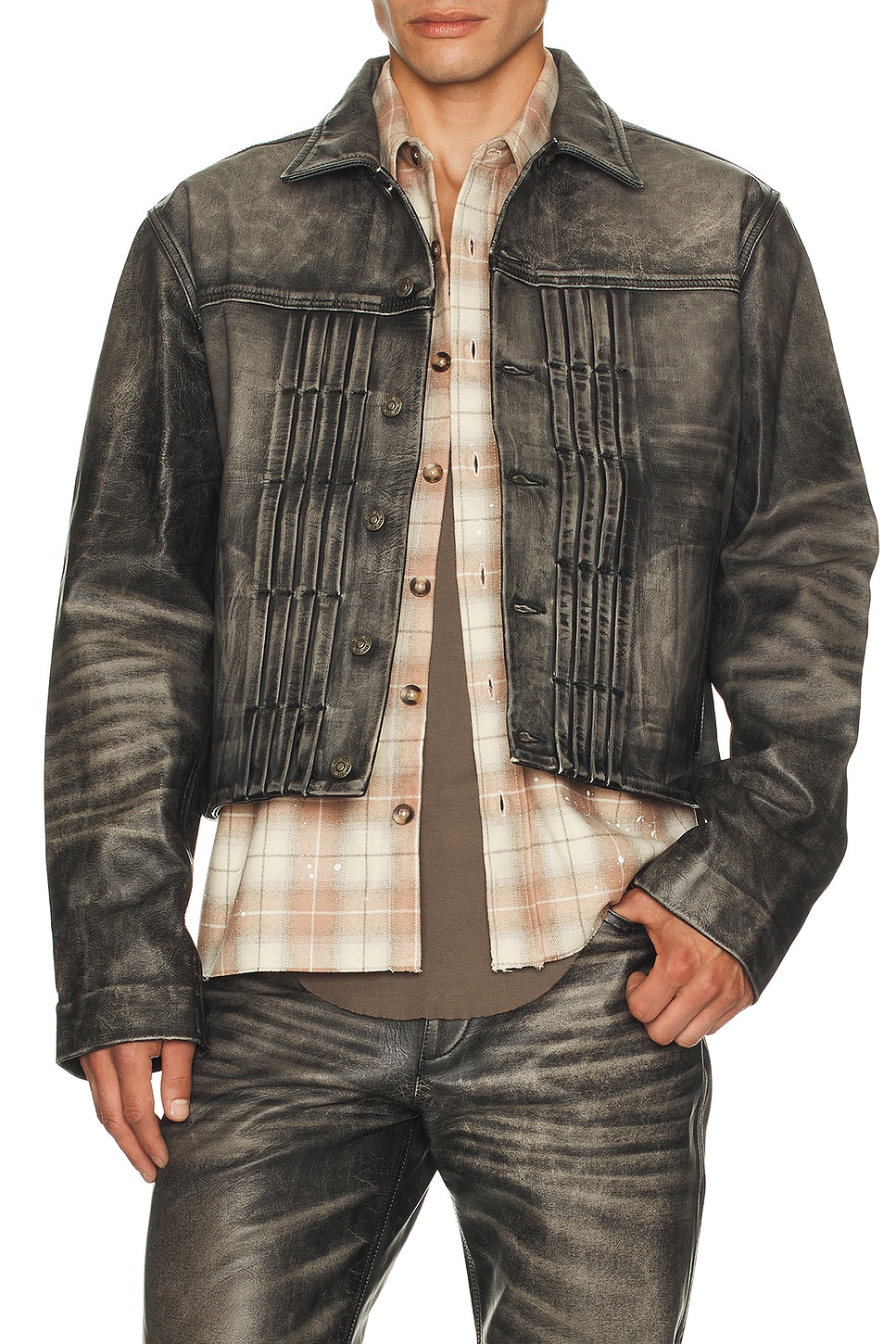 Leather Trucker Jacket - Thumbnail 3