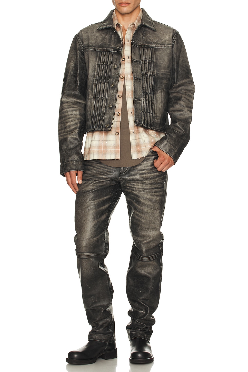 Leather Trucker Jacket - Thumbnail 4