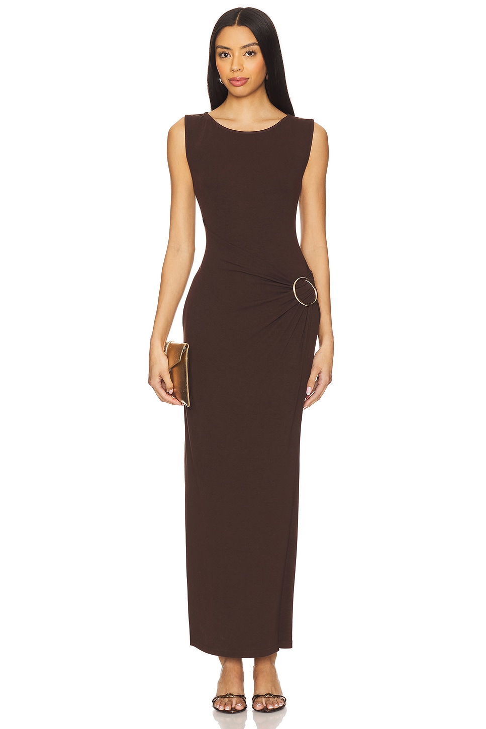 Nia Jersey Knit Gold Buckle Dress