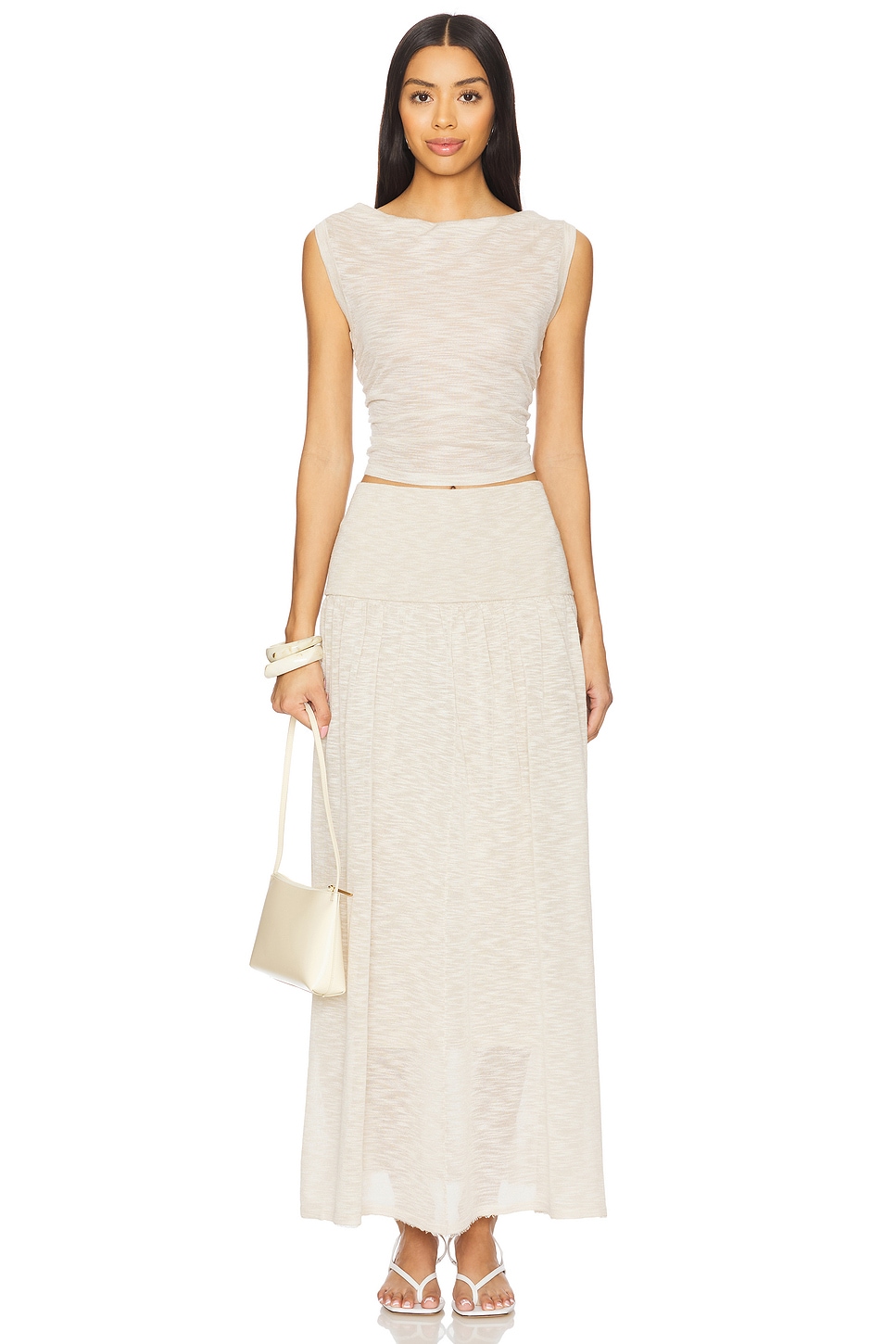 4th & Reckless Nikki Semi Sheer Knit Top in Beige | REVOLVE