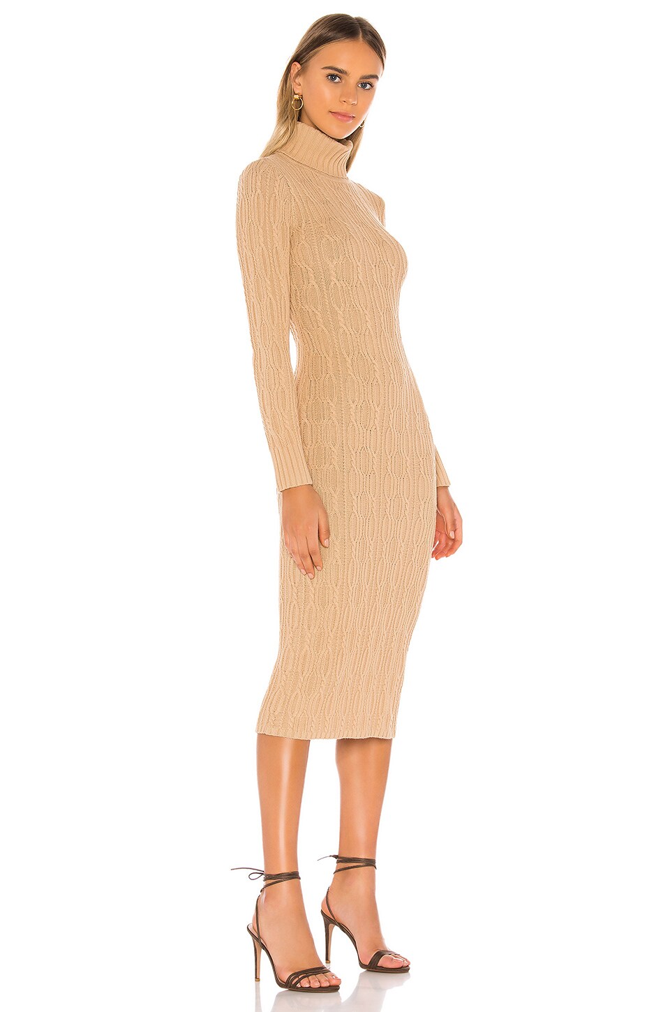 525 Turtleneck Cable Dress In Doe Revolve