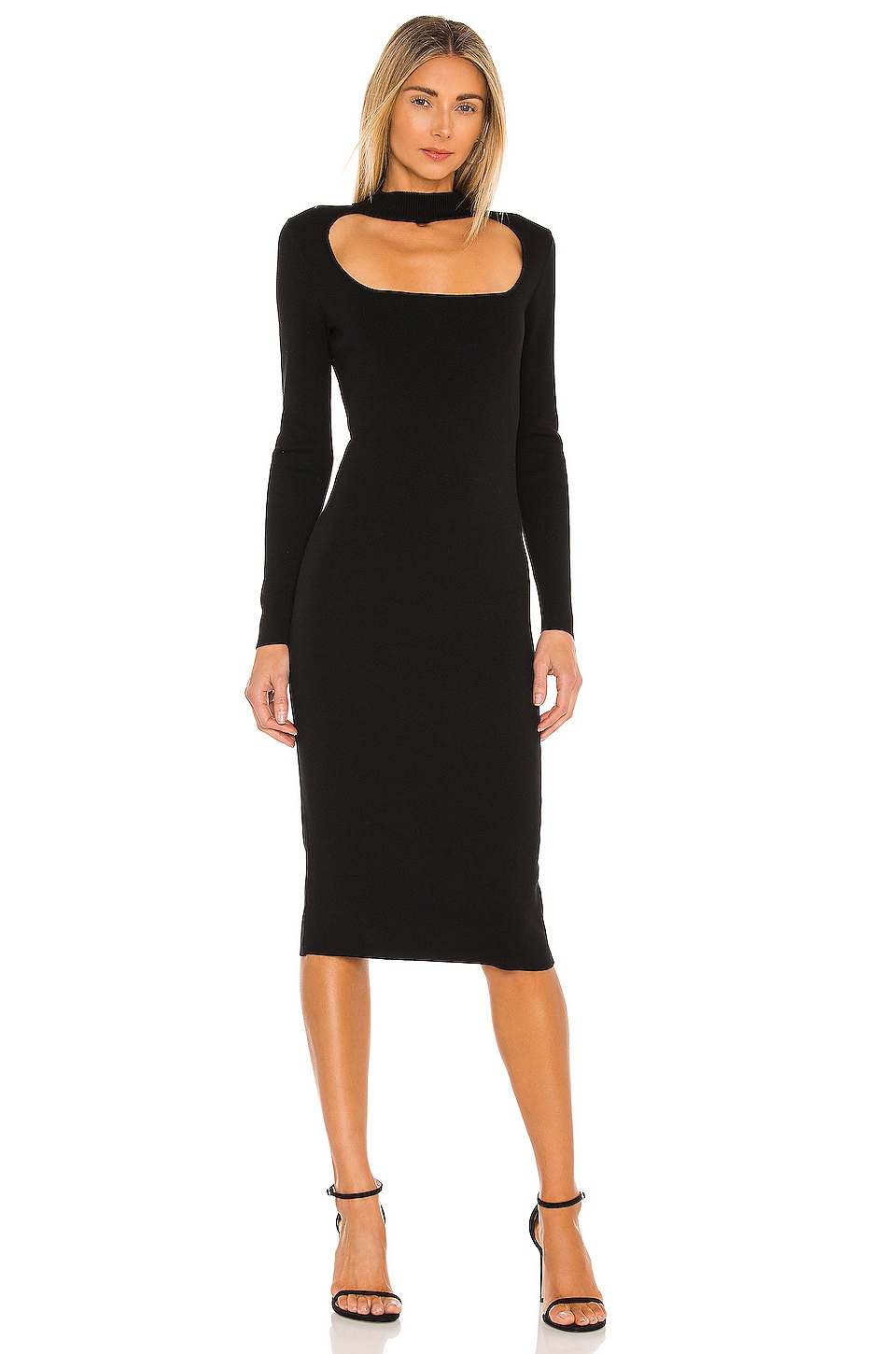 525 Cut Out Mock Neck Dress in Black | REVOLVE