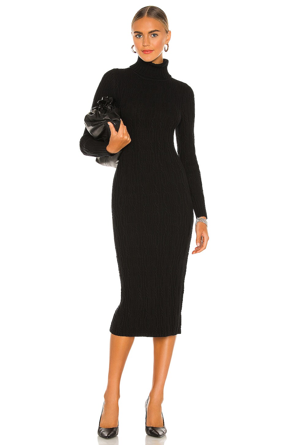 525 Turtleneck Cable Dress in Black | REVOLVE