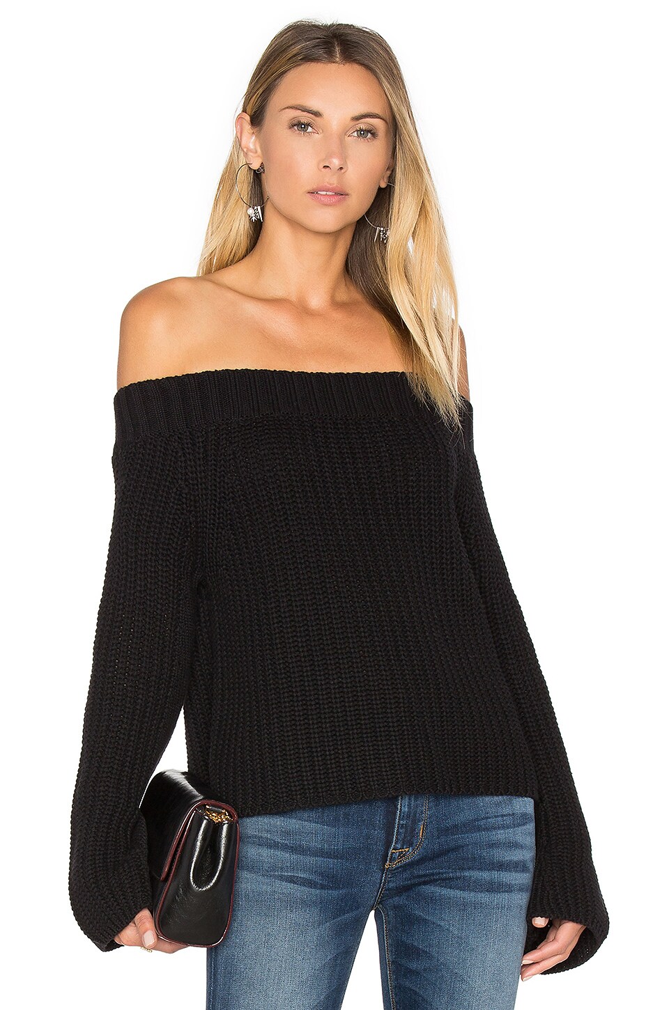 525 Off Shoulder Sweater in Black | REVOLVE