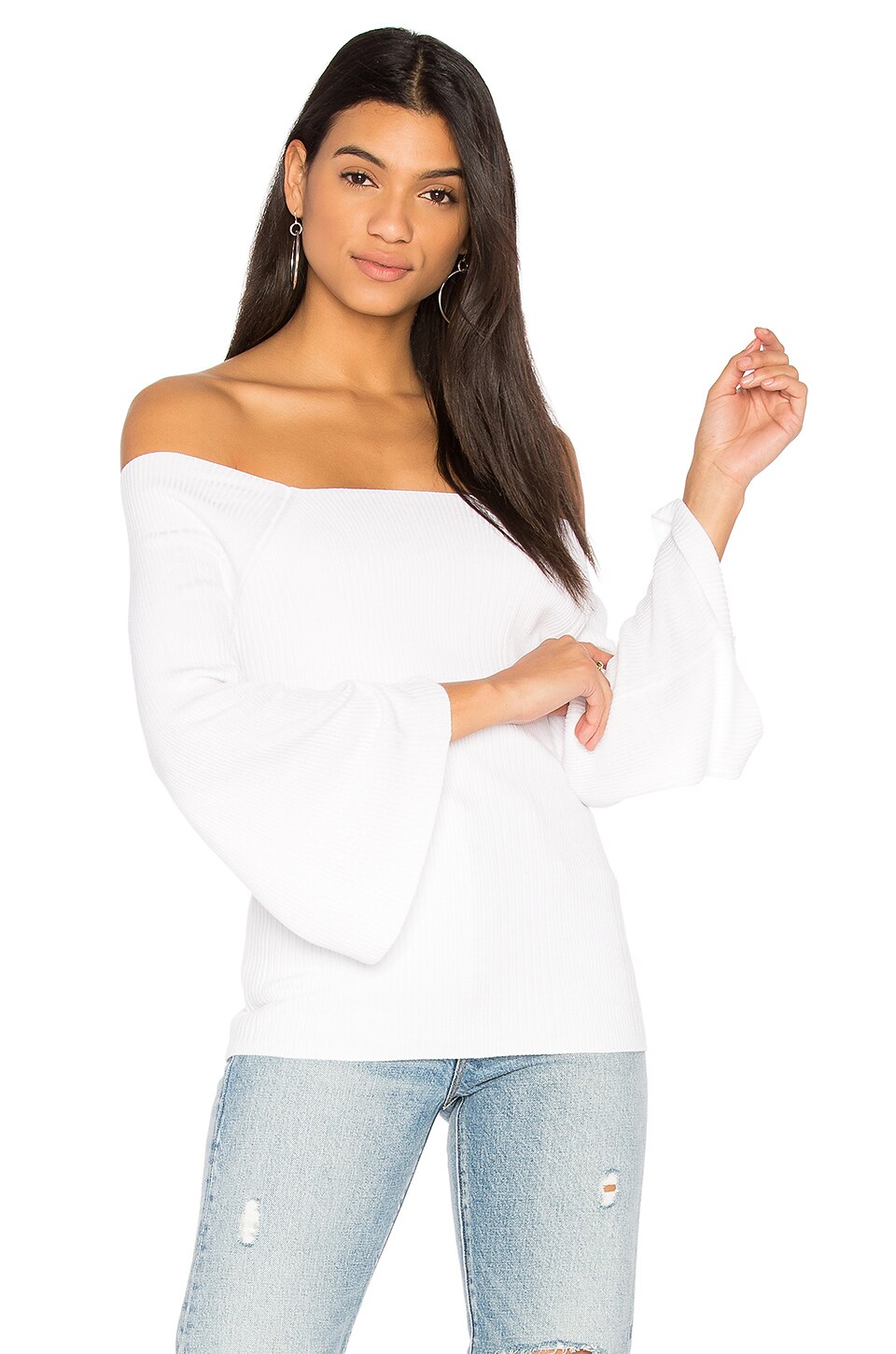 white off the shoulder sweater