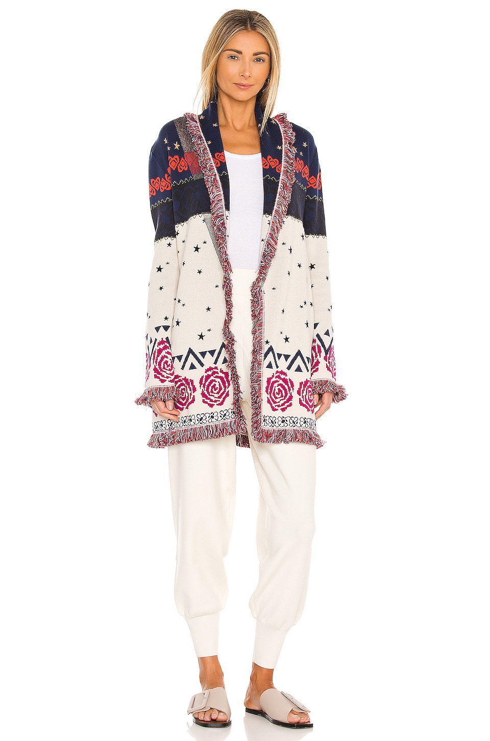 cream belted cardigan