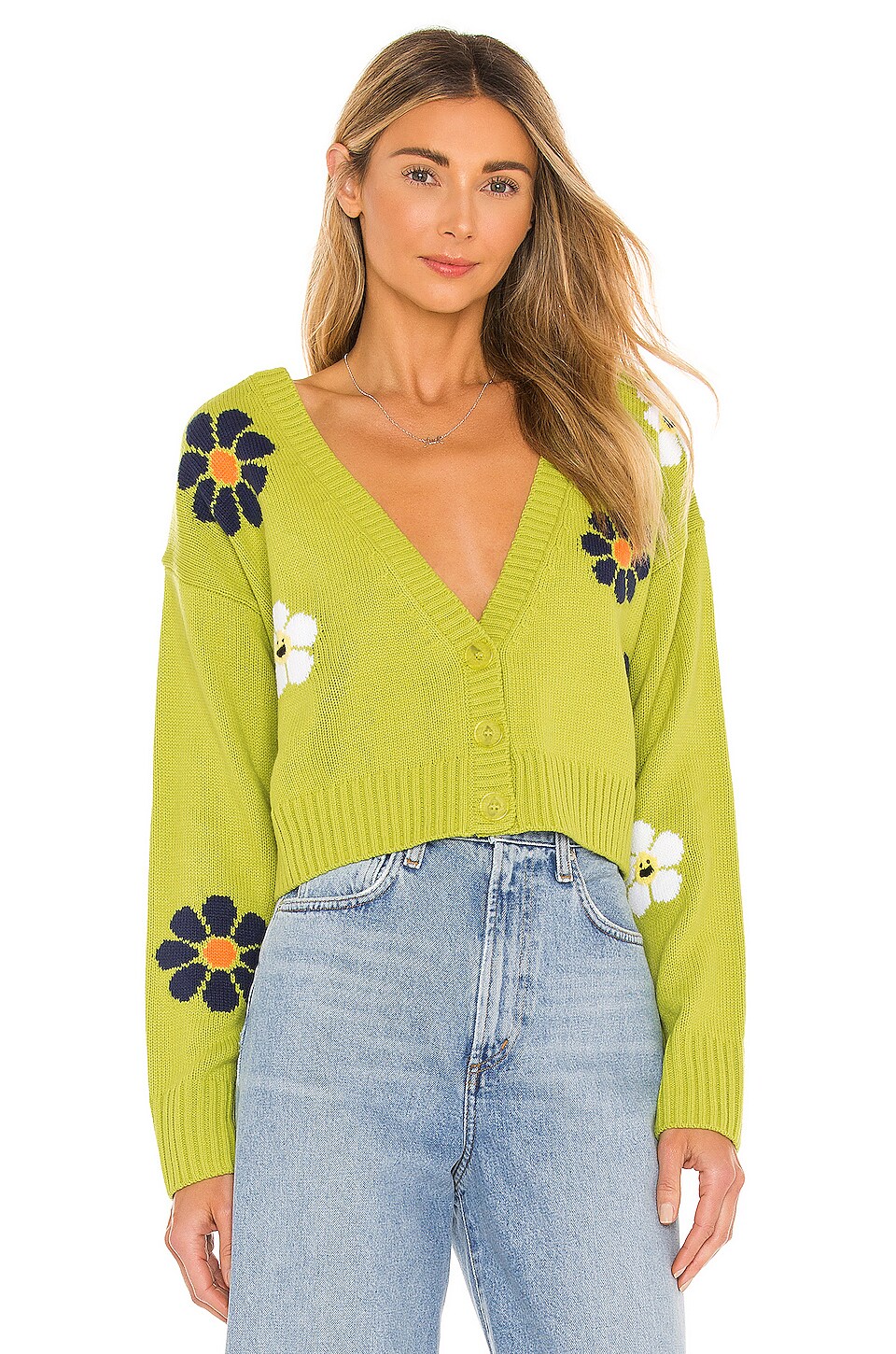 green flower cardigan