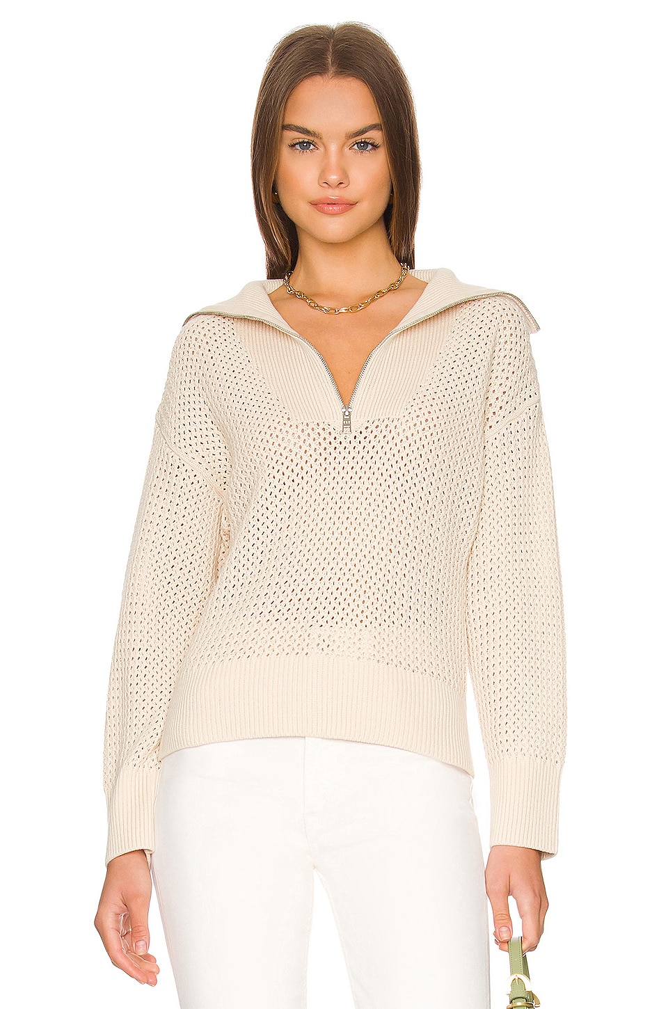 525 Mix Stitch Half Zip Sweater in 