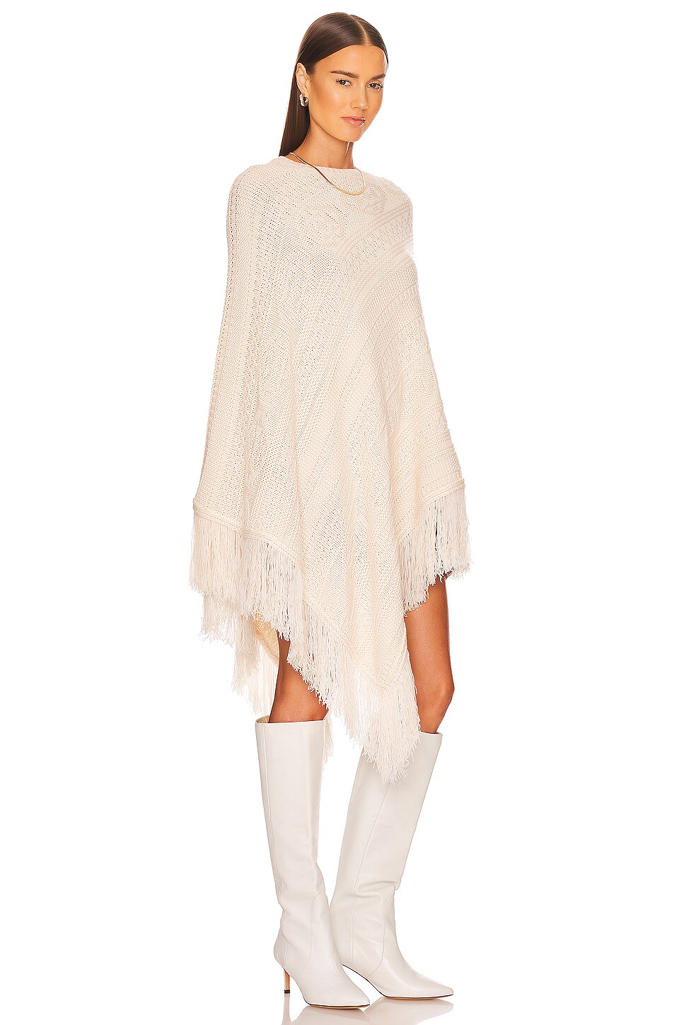525 Mix Stitch Poncho en Cream