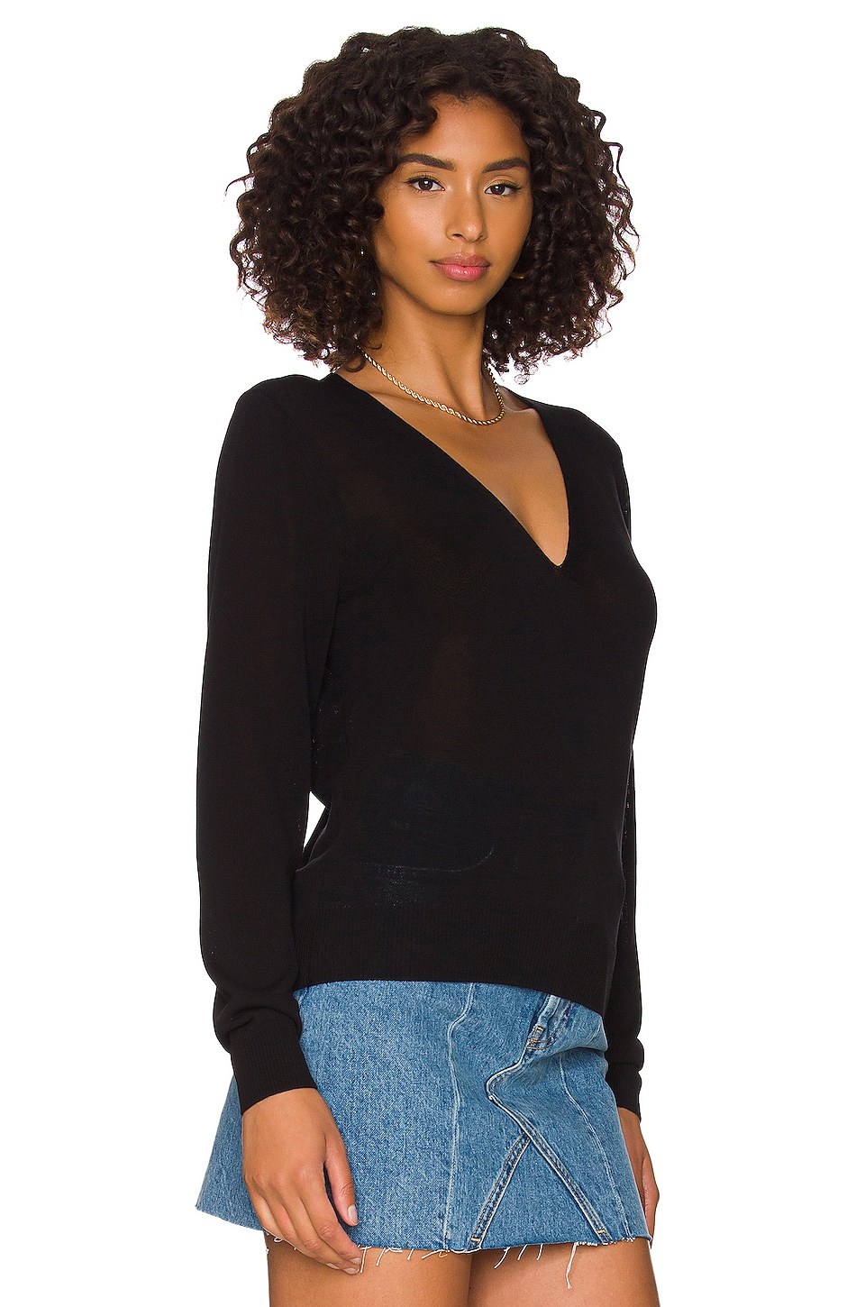 525 Deep V Neck Sweater in Black