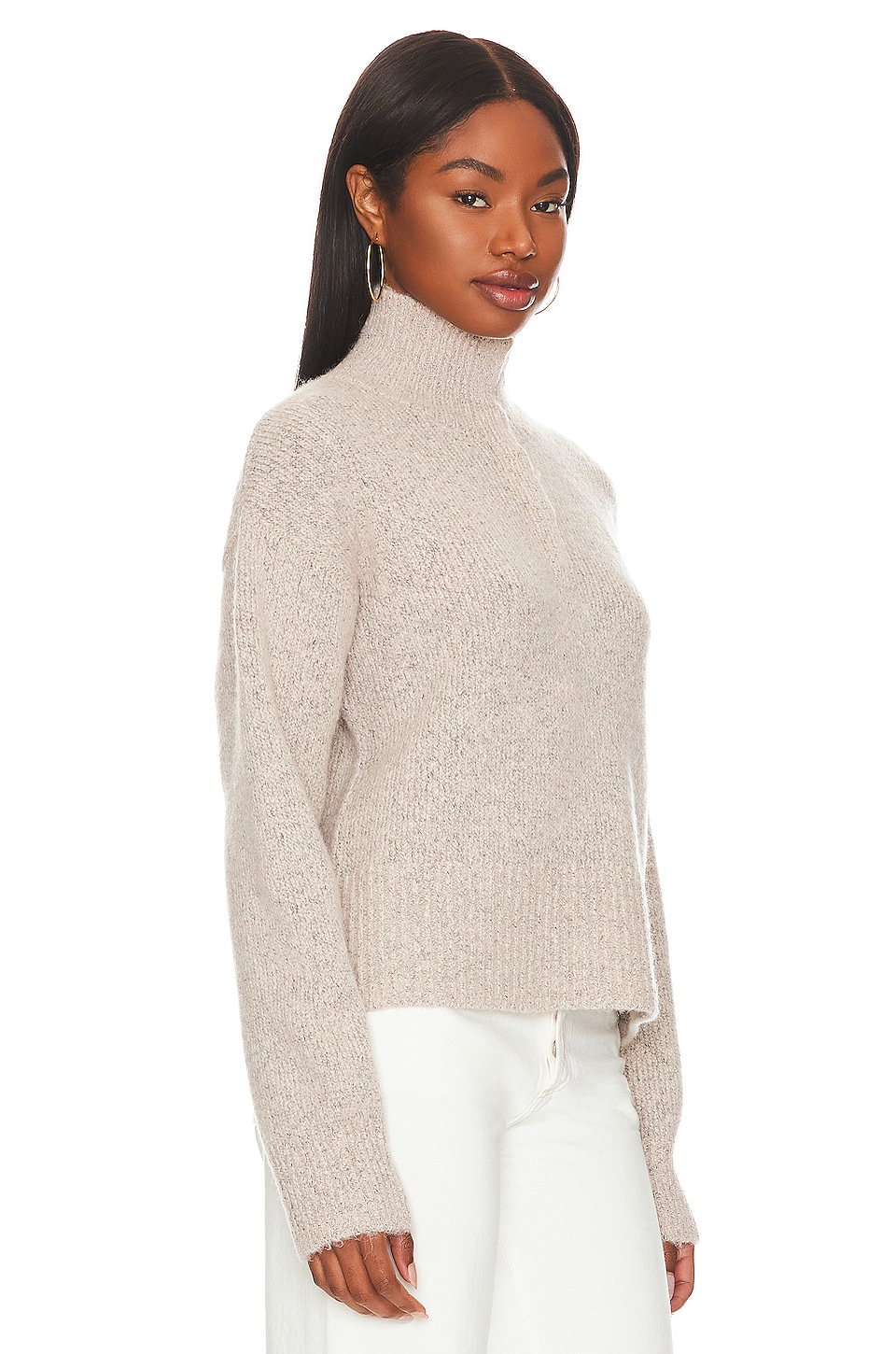 525 Boxy Snap Front Henley in Oat