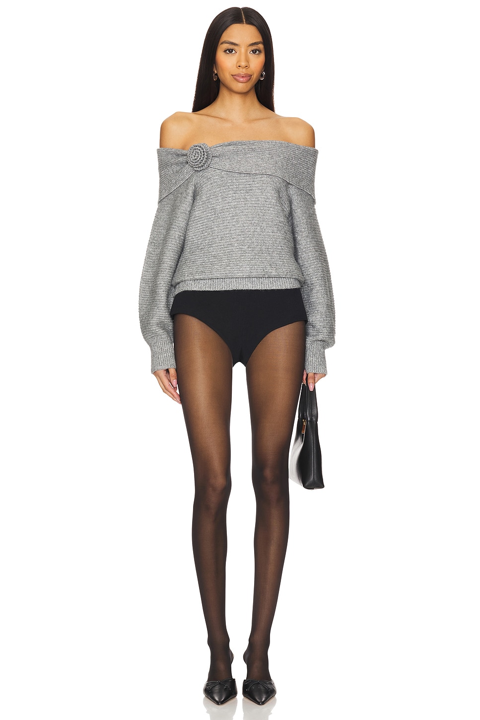 Elizabeth Rosettes Off The Shoulder Pullover - Thumbnail 4