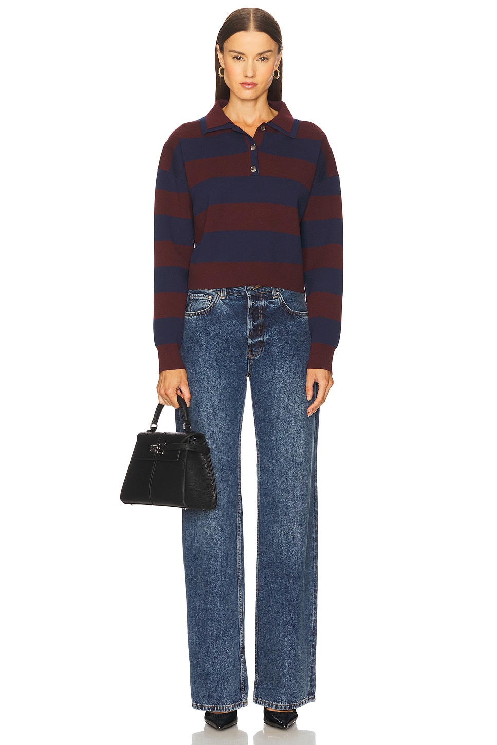 525 Lennon Double Collar Rugby Stripe Pullover