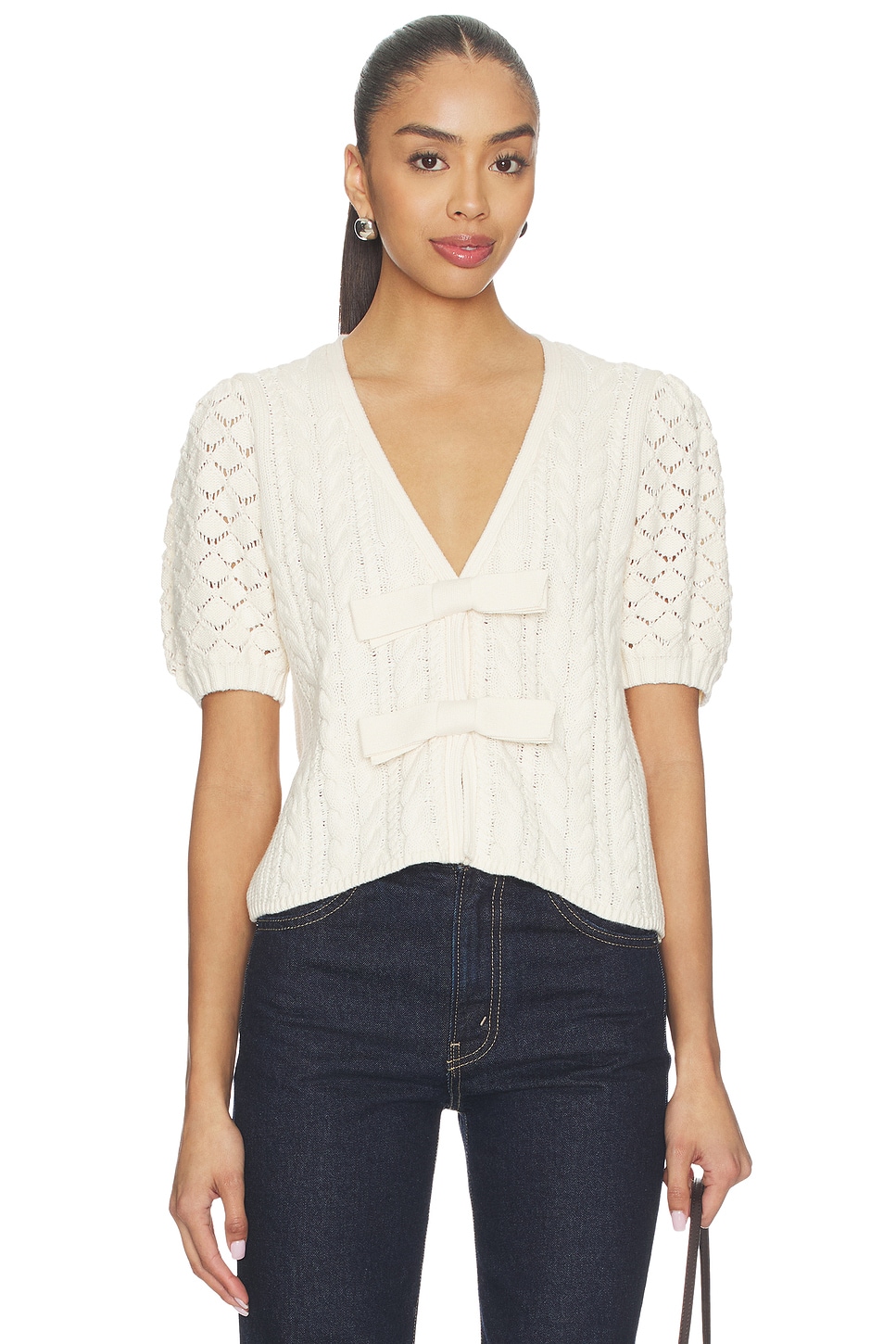 Elaine Cable Bow Cardigan