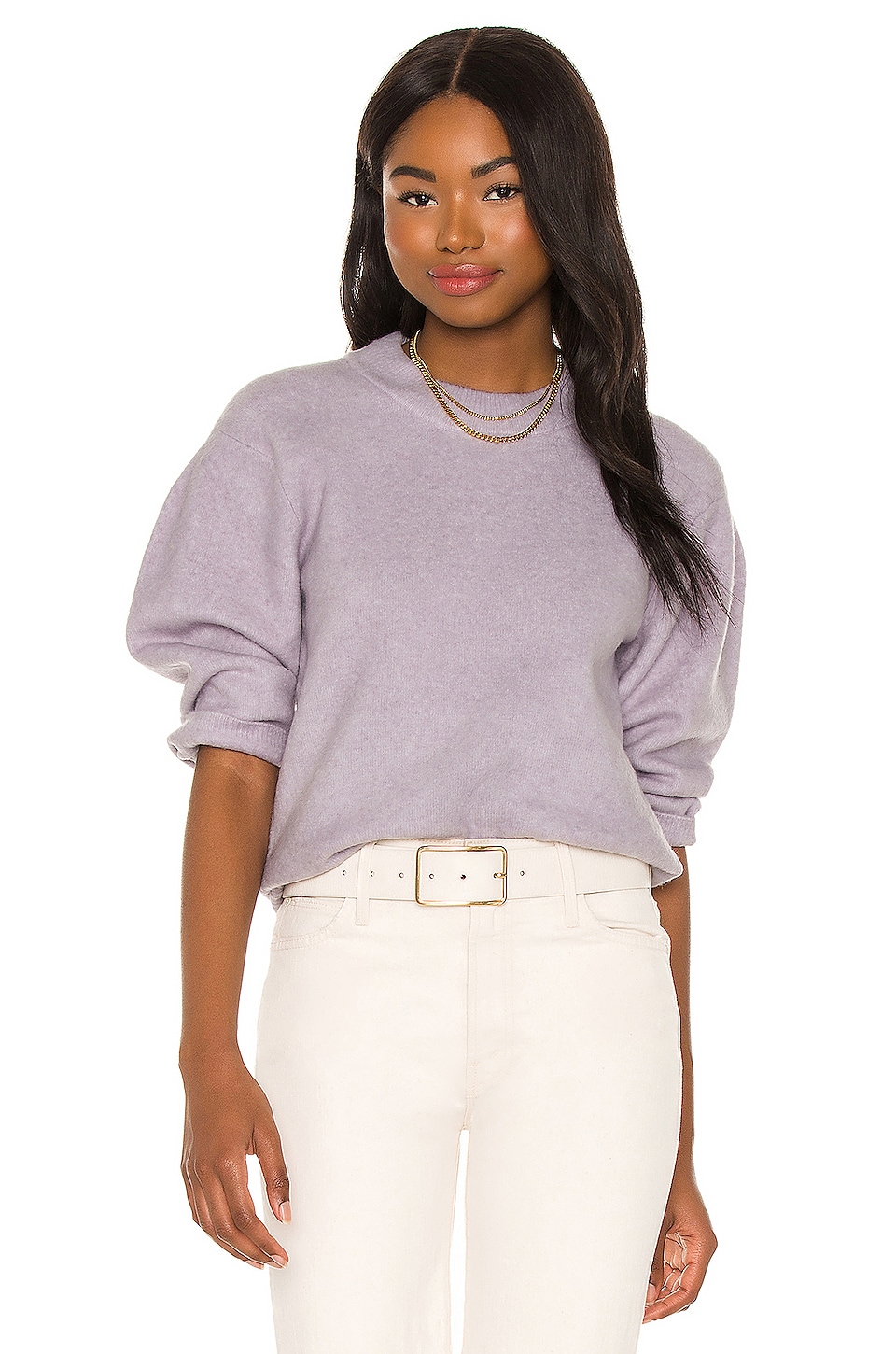 525 Cropped Volume Sleeve Top In Wisteria