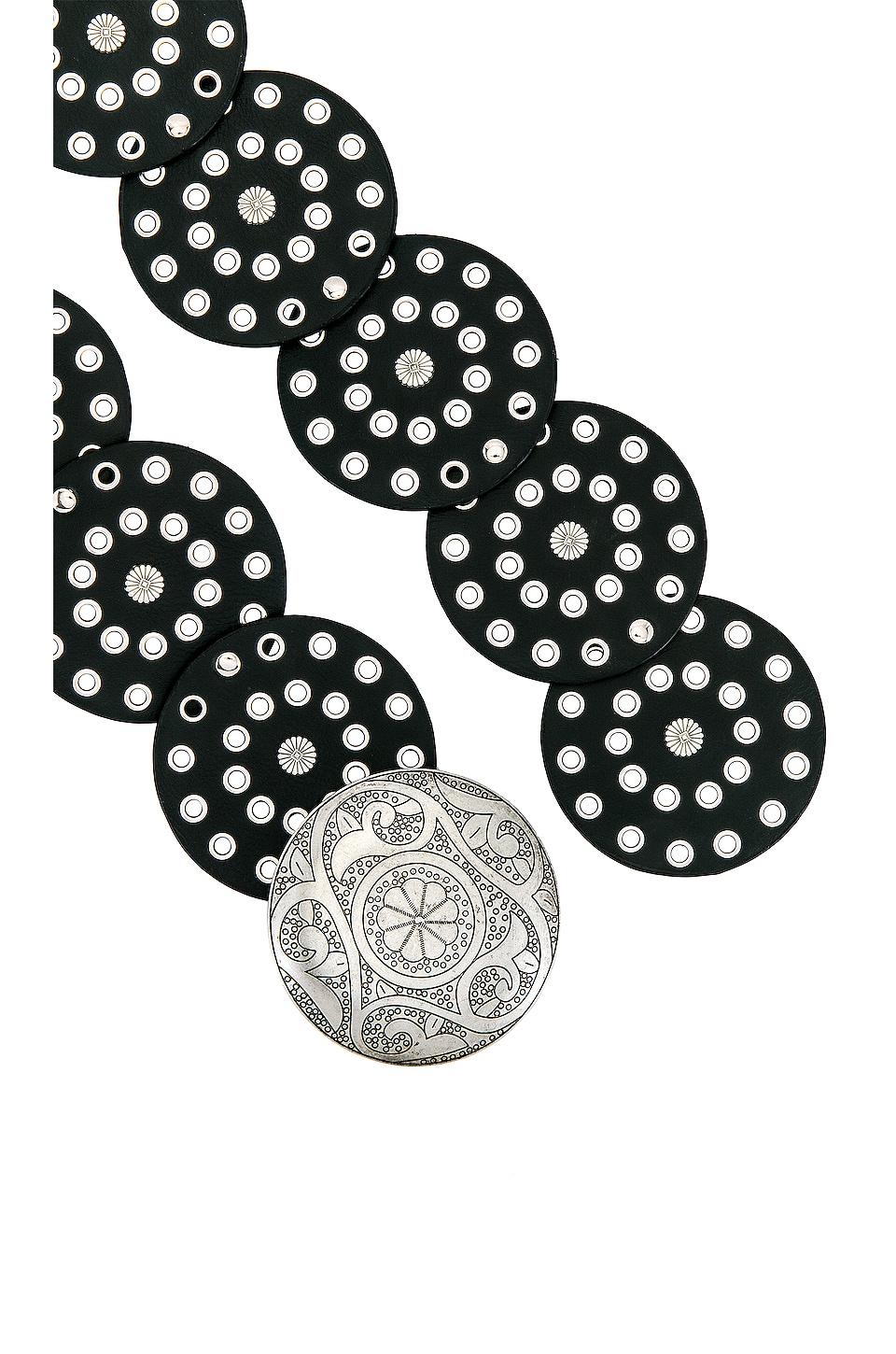 8 Other Reasons Festival Circular Belt in Black & Silver Amazon.com: Womens Wide Western Cowboy Disc Belt Vintage  main image 3