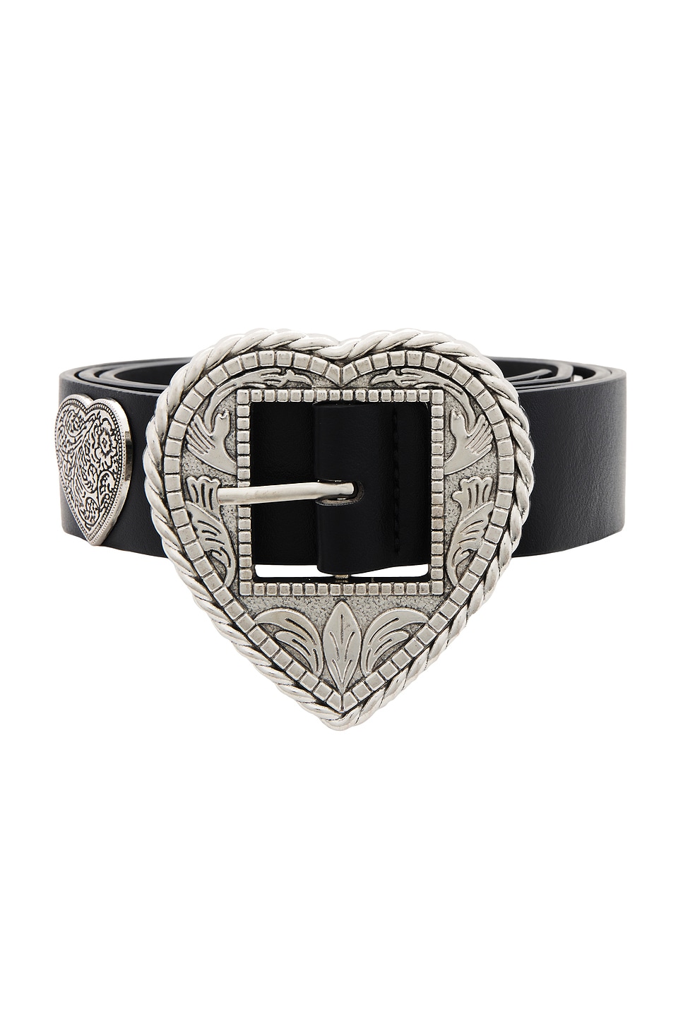 ベルト Black Leather and Velvet Crystal Heart Belt Alessandra Rich Black Leather and Velvet Crystal Heart Belt