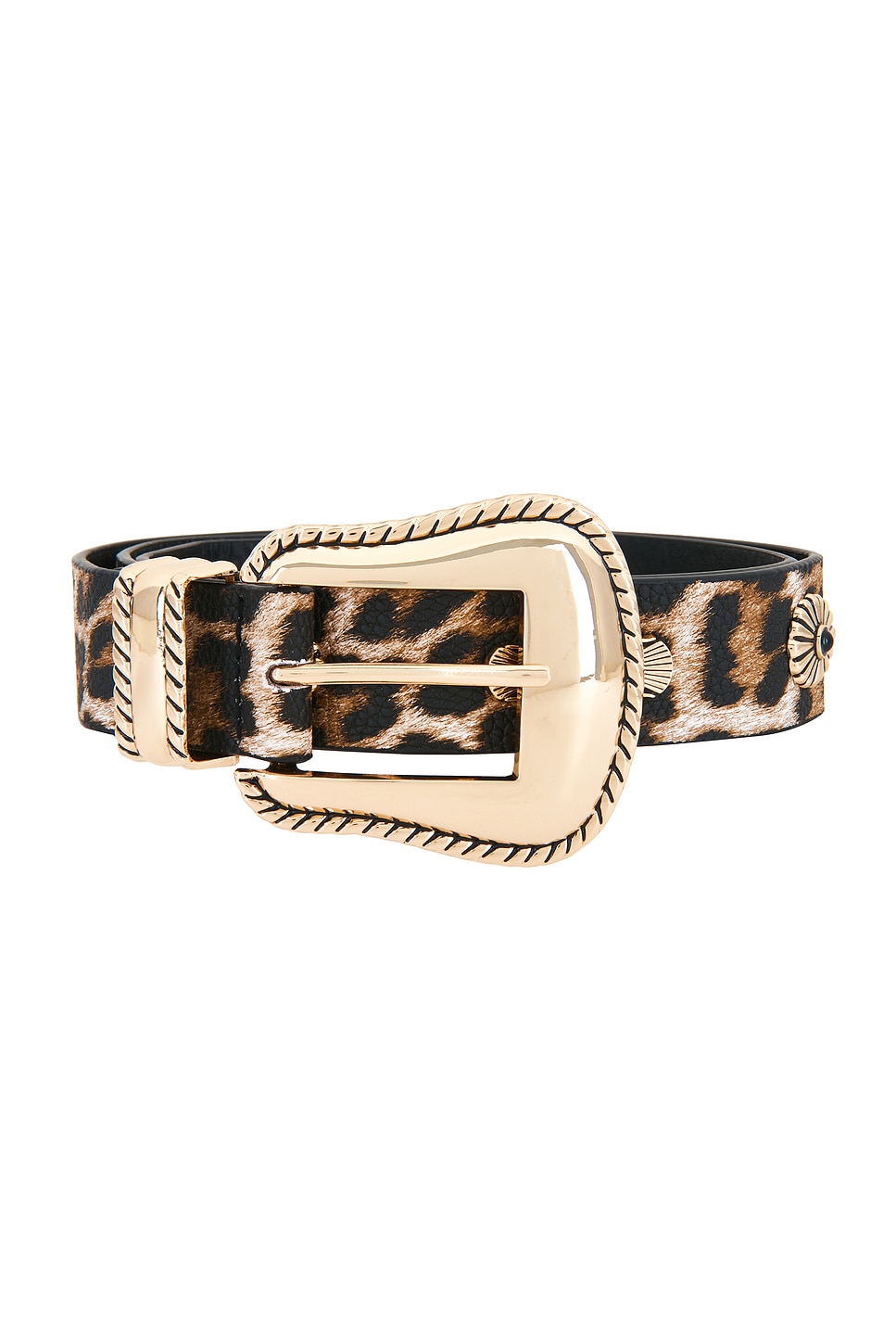 Anna Sui Leopard Print Belt with Gold Accent Hardware Leopard Print Belt with Gold Buckle & Studded Trim | Most  main image 4