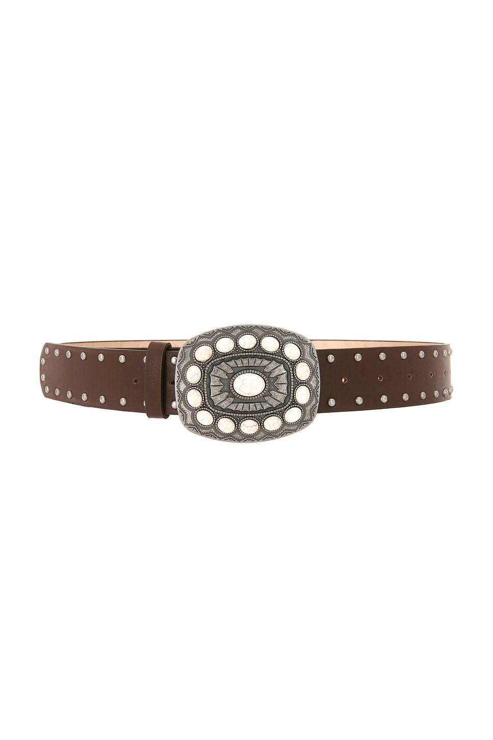 Brown Suede Studded Belt