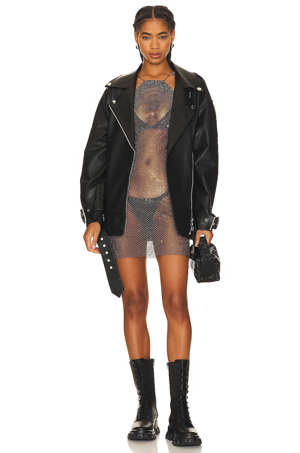 Black mesh mini dress